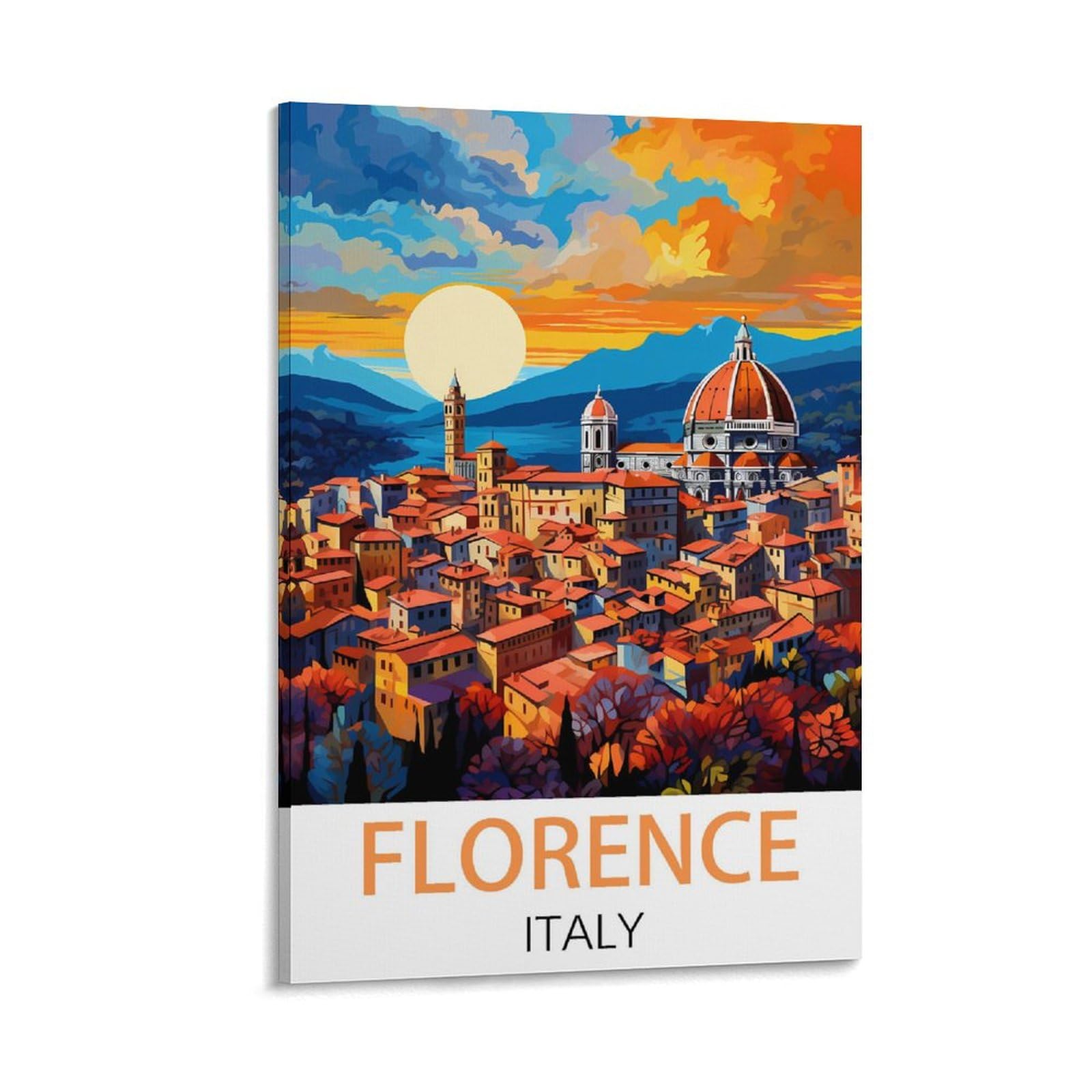 Javon Frame-Style Florence Italy Vintage Travel Posters 08X12inch(20X30cm) Canvas Art Poster And Wall Art Picture Print Bedroom Decor