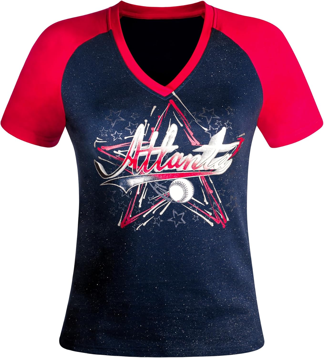 Womens Baseball Cage Fans Athletic City Raglan T-Shirts - Royal Blue & White