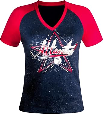 Womens Baseball Cage Fans Athletic City Raglan T-Shirts - Royal Blue & White