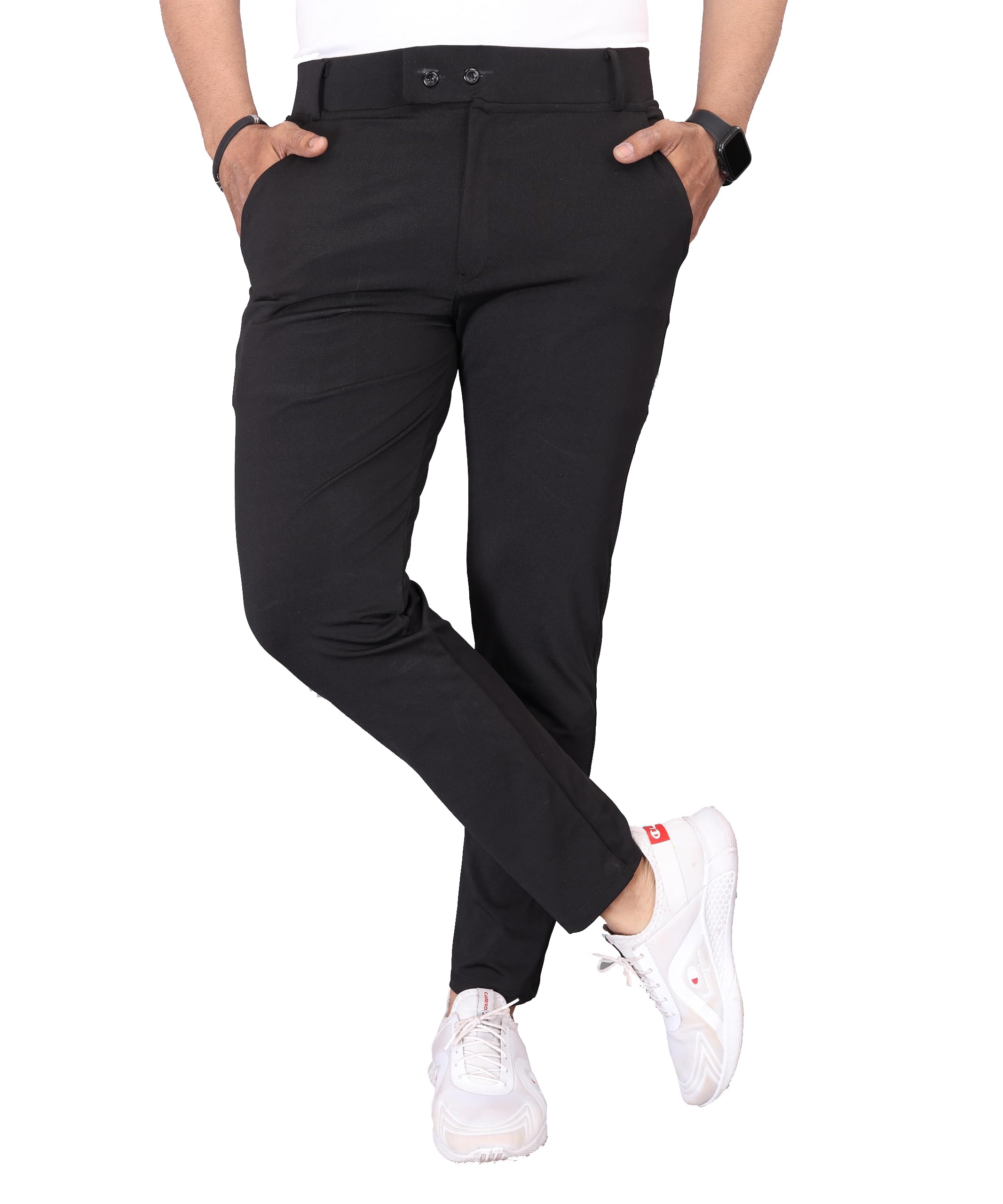 kashvi Stylish Slim Fit Men's Wear Stretchable Formal Trousers -Men_MT_Black_M-picture-37