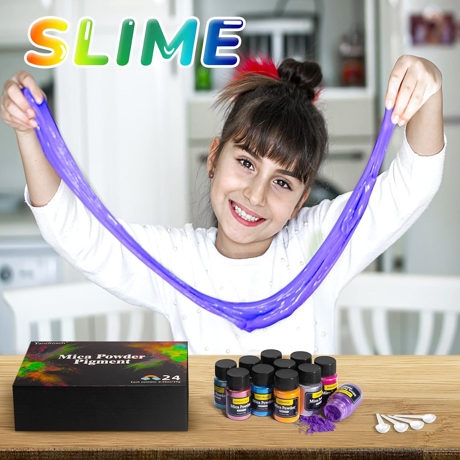 Tanzfrosch 24 Colors Mica Powder, Epoxy Resin Dye, Mica Pigment Powder for Resin Art, Slime, Soap Making, Candle, Bath Bombs, Lip Gloss, Eye Shadow and Nail Polish (10g/0.35oz Each)