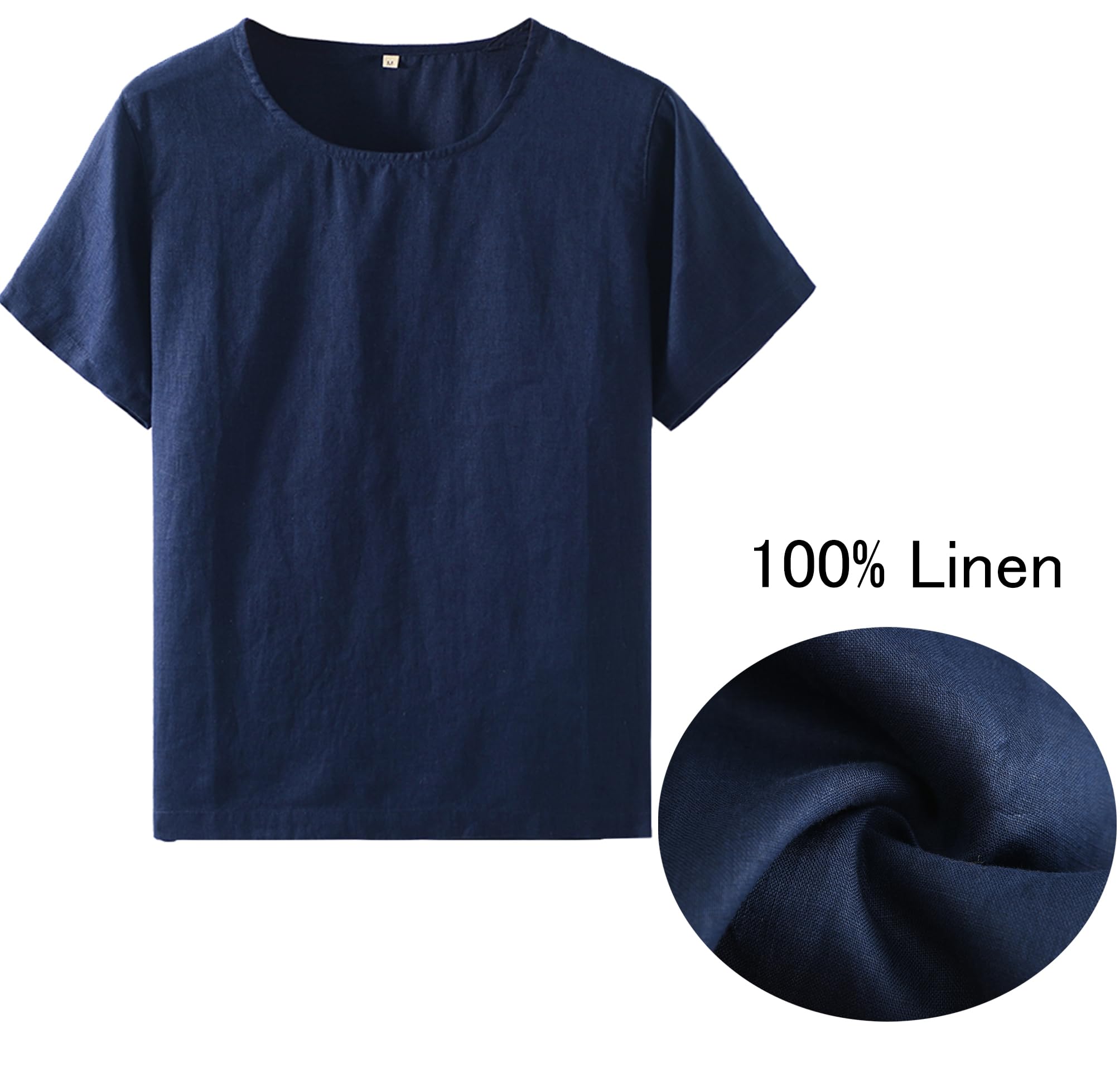 RAKUYUME Schlafanzug Herren Kurz 100% Leinen Pyjama Set Sommer Hausanzug