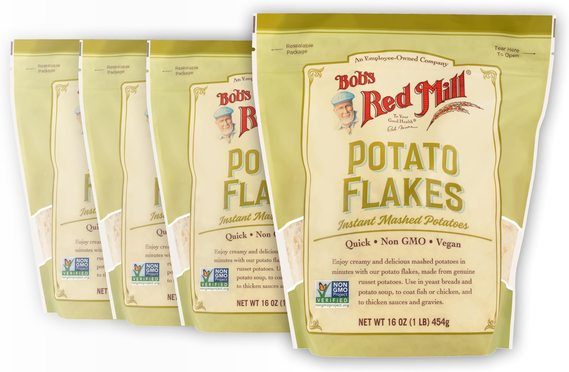 Bob's Red Mill Potato Flakes, 16oz (Pack of 4) - Non GMO, Vegan, Kosher