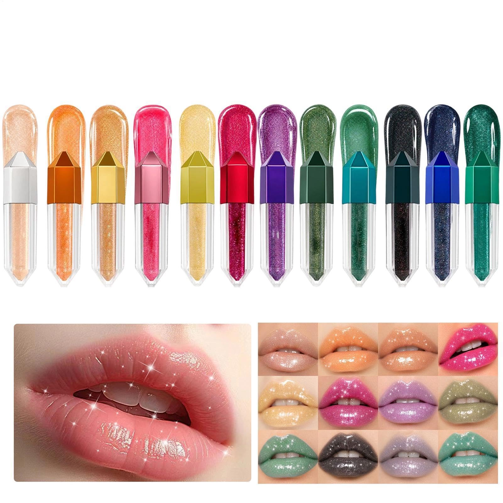 Lucidalabbra Brillante 12 Colori Rossetto Lucido Idratante E Rimpolpante | Lucidalabbra Glow Per Donne Ragazze Fidanzata Feste Shopping Incontri Serate Halloween Festival