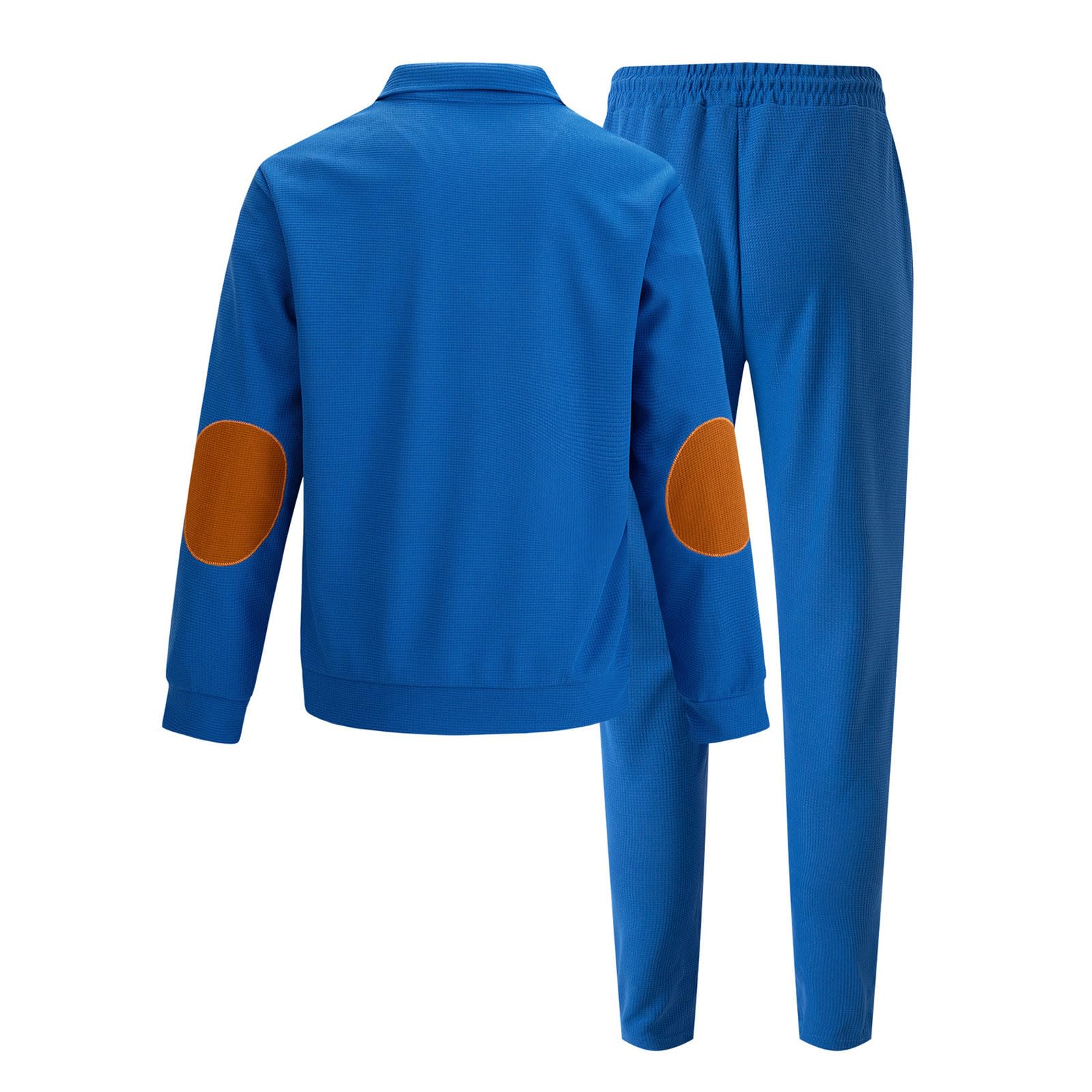 Men's Long Sleeve Shirt Casual Patchwork Holiday Shirts Tops Pants Outfits Mens Athletic Warm up Suits (Blue #1, XL)
