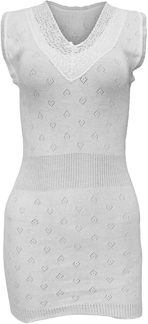 Ladies Snowdrop Thermal Underwear - Cotton Soft Vest Tops & pantee, Long Johns (Built up Long Vest Lace V Neck Black, XX Large (XXOS) (22-24) UK)