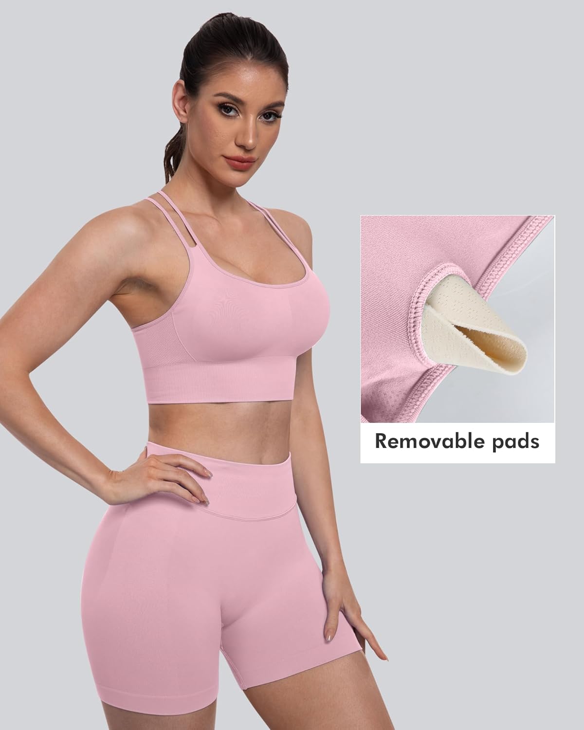 CHRLEISURE Sports Bras for Women, 4 Packs Padded High Support Workout Yoga Seamless Criss-Cross Racerback Bras