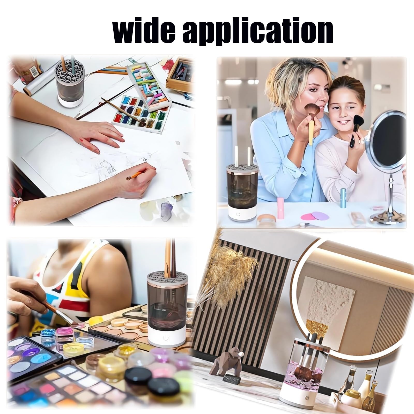 Machine de nettoyage de pinceaux de maquillage, nettoyeur de pinceaux de maquillage Brushy, nettoyeur de pinceaux cosmétiques Brushly Pro, nettoyeur de pinceaux de maquillage à rotation automatique (