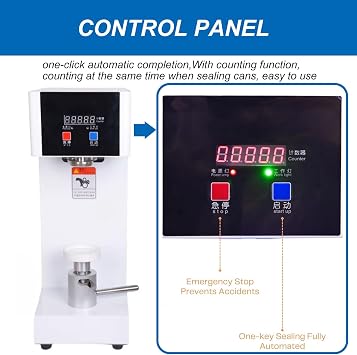 Commercial Automatic Can Cup Sealer Machine, Adjustable Height Tin Sealing Machine, Juice/Bubble Tea/Beer Can Capping Machine,White-220V