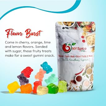 NY Spice Shop Crispy Crunchy Gummy Bears Bulk - 1 Pound Rainbow Mini Gummy Bears - Gummies Bears - Giant Gummy Bear - Bear Fruit Snacks Covered In Rainbow Nonperils For All
