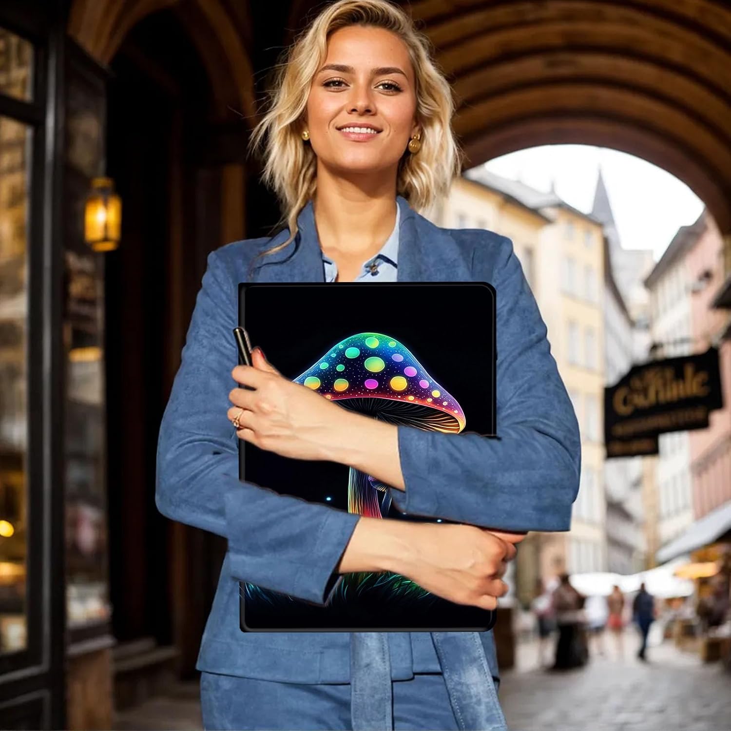 Bxgolkgd Tablet Case for iPad 10.2 Inch (9th/8th/7th Gen,2021/2020/2019),Shockproof Stand Cover with Heat Dissipation,Auto Wake/Sleep Function,Cute Mushroom Pattern