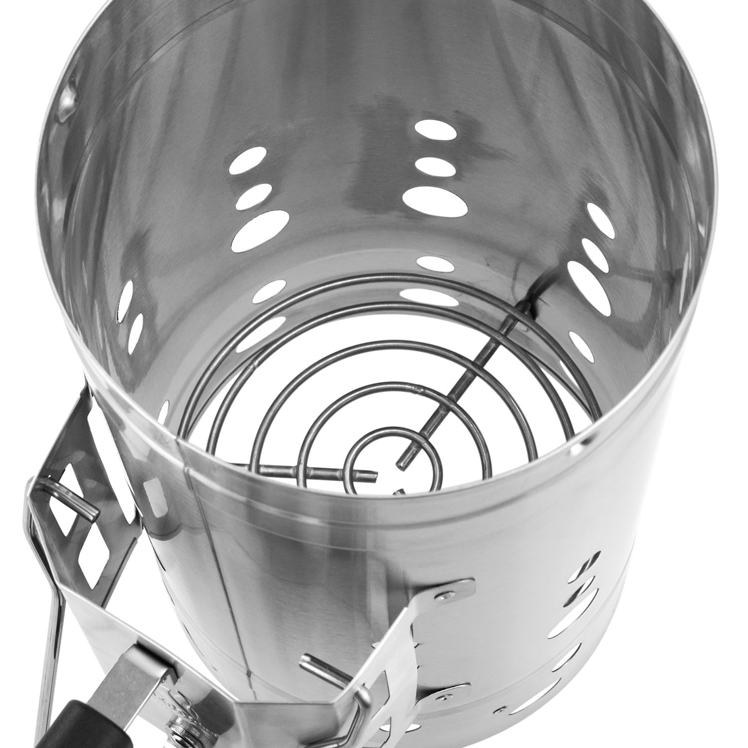 Anzündkamin Premium XXL Edelstahl - Grillanzünder mit natürlichem Zugmechanismus für Holzkohle, Briketts und BBQ-Grill, hitzebeständiger Griff mit Hitzeschild, 32x19x30,9 cm