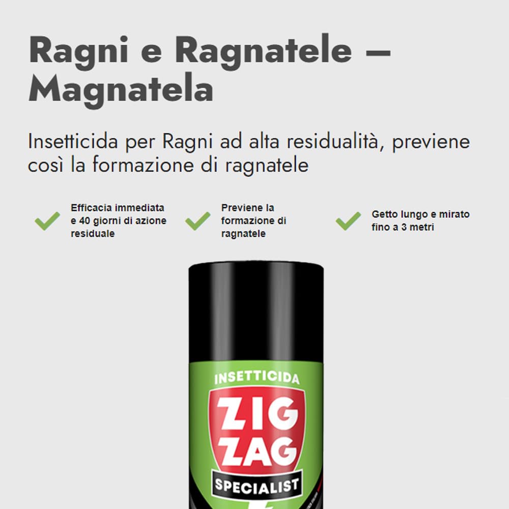 Zig Zag Magnatela Maxi Formato da 600ml - Insetticida Ragni con Azione Residuale, Efficacia Immediata, Protezione Elevata, Facile Utilizzo, Made in Italy, 4 Pezzi - FERROELETTRA