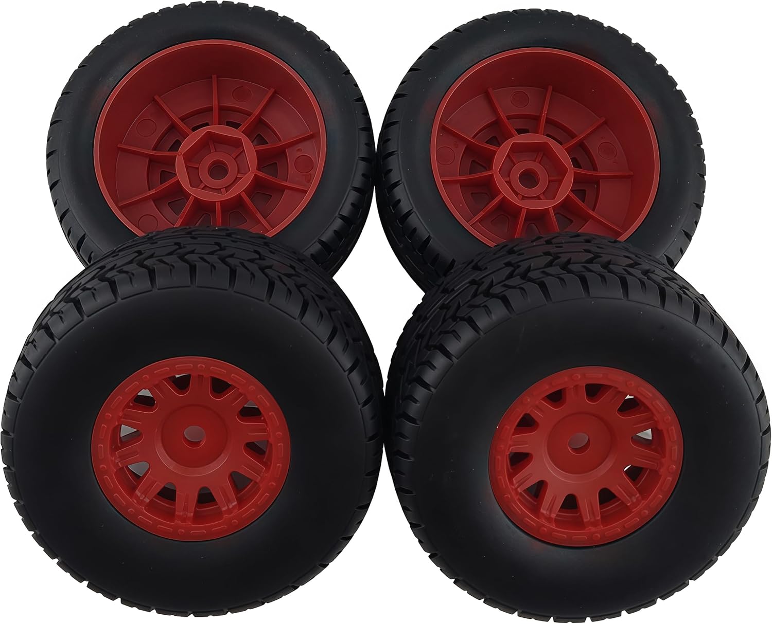 RC Car Wheel & Tire Kit for 1/14 Arrma Mojave Grom – 4PCS Front & Rear Soft Drift Tires & Rims (Red)