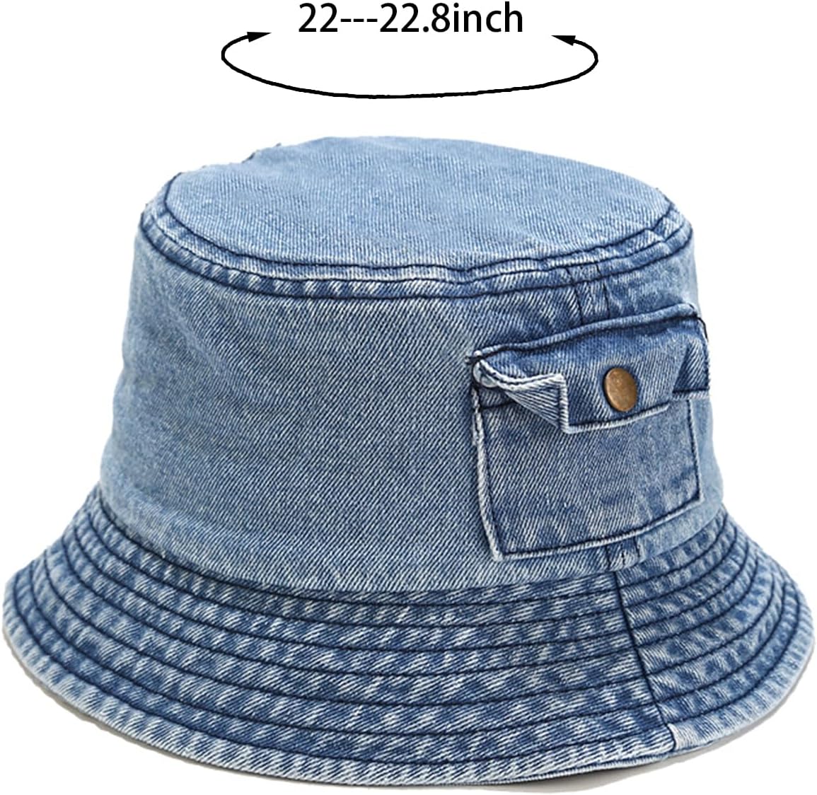 Denim Bucket Hat Trendy Washed Cotton Sun Cap Beach Fisherman Hat for Women Men