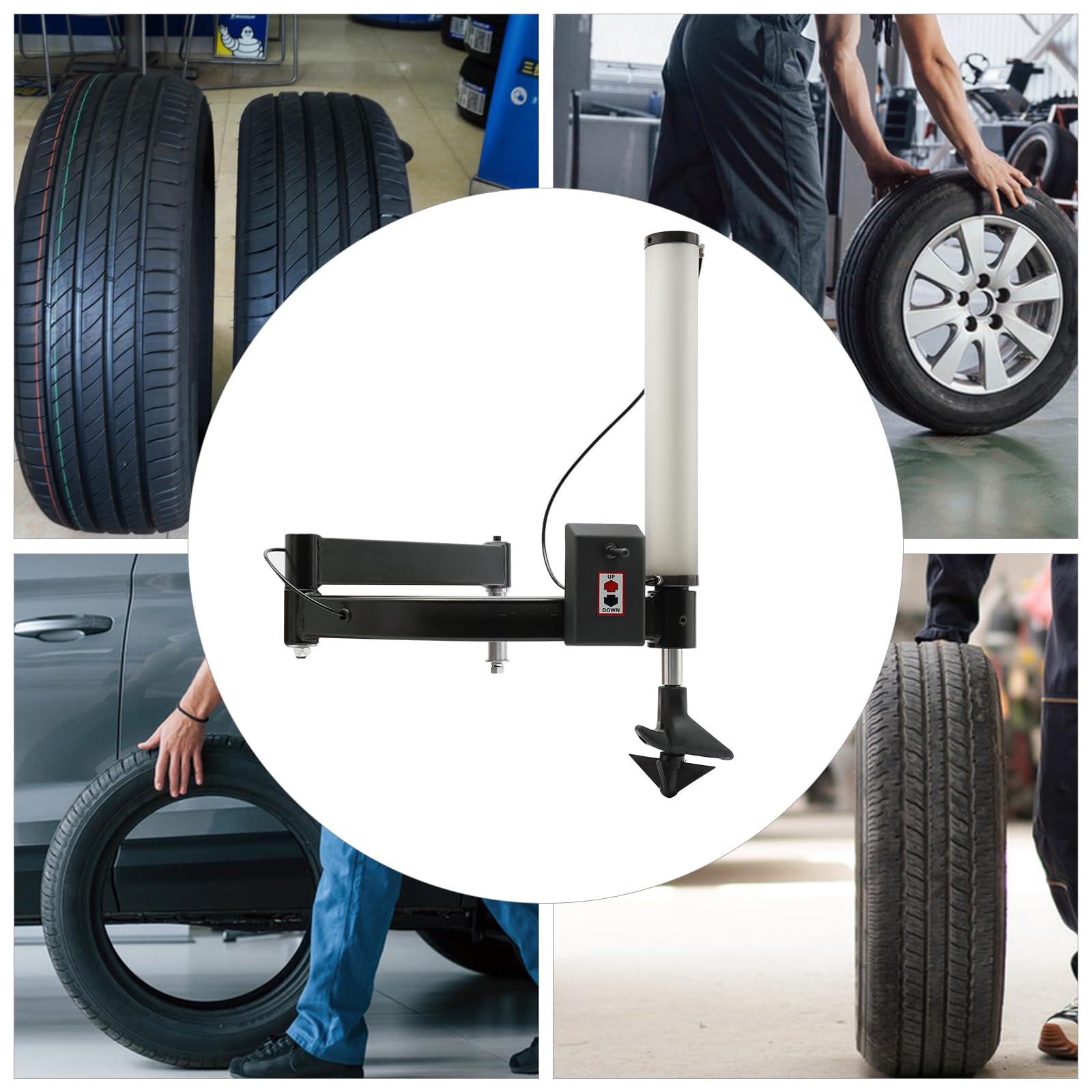 Máquina de cambio de rueda de neumáticos, brazo de asistencia izquierdo, ajustable, rompedor de cuentas de neumático de 120 mm x 36 mm para motocicletas, coches, coches de carreras