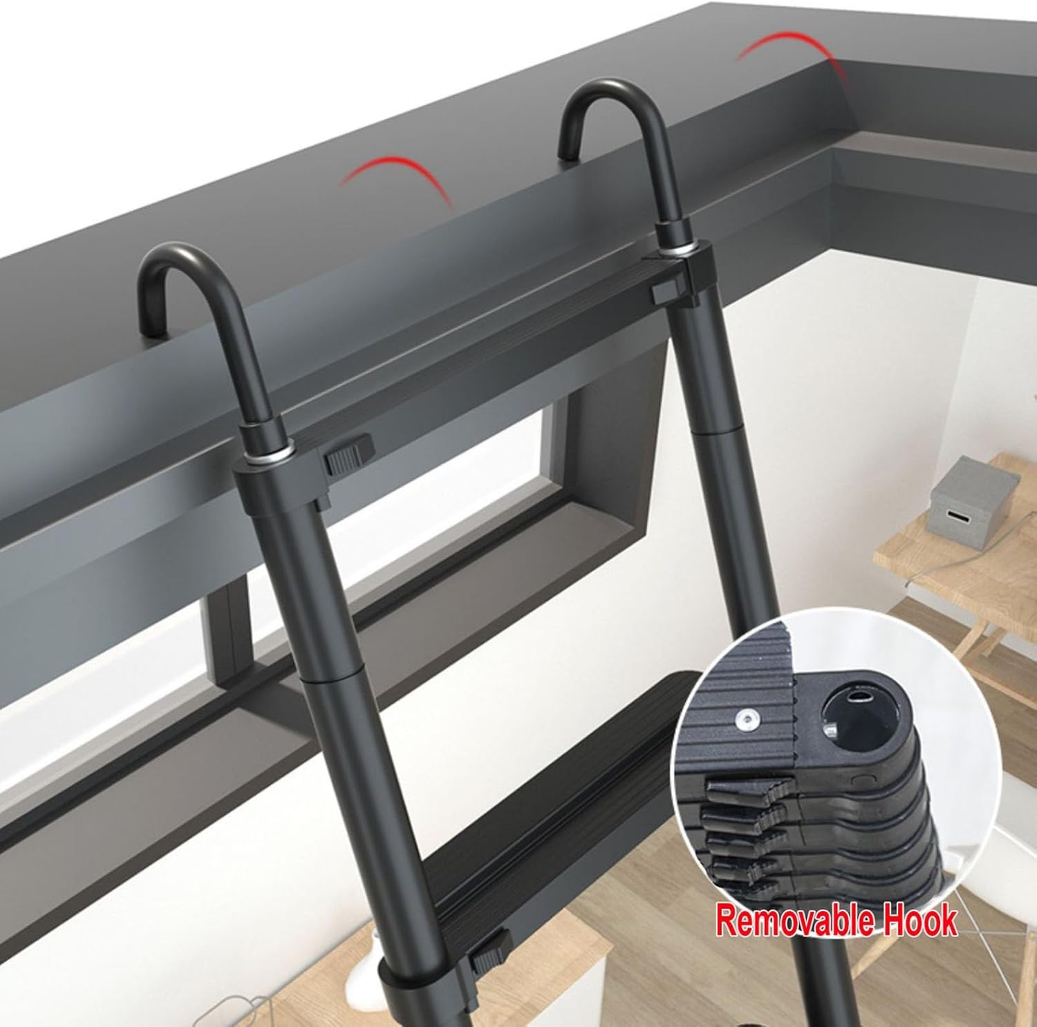 Aluminum Extension Ladder,Portable Extension Folding Ladder,Multi-Purpose Compact Ladder for Household Or Outdoor Work,220lbs Max Capacity for Home,Outdoor,RV