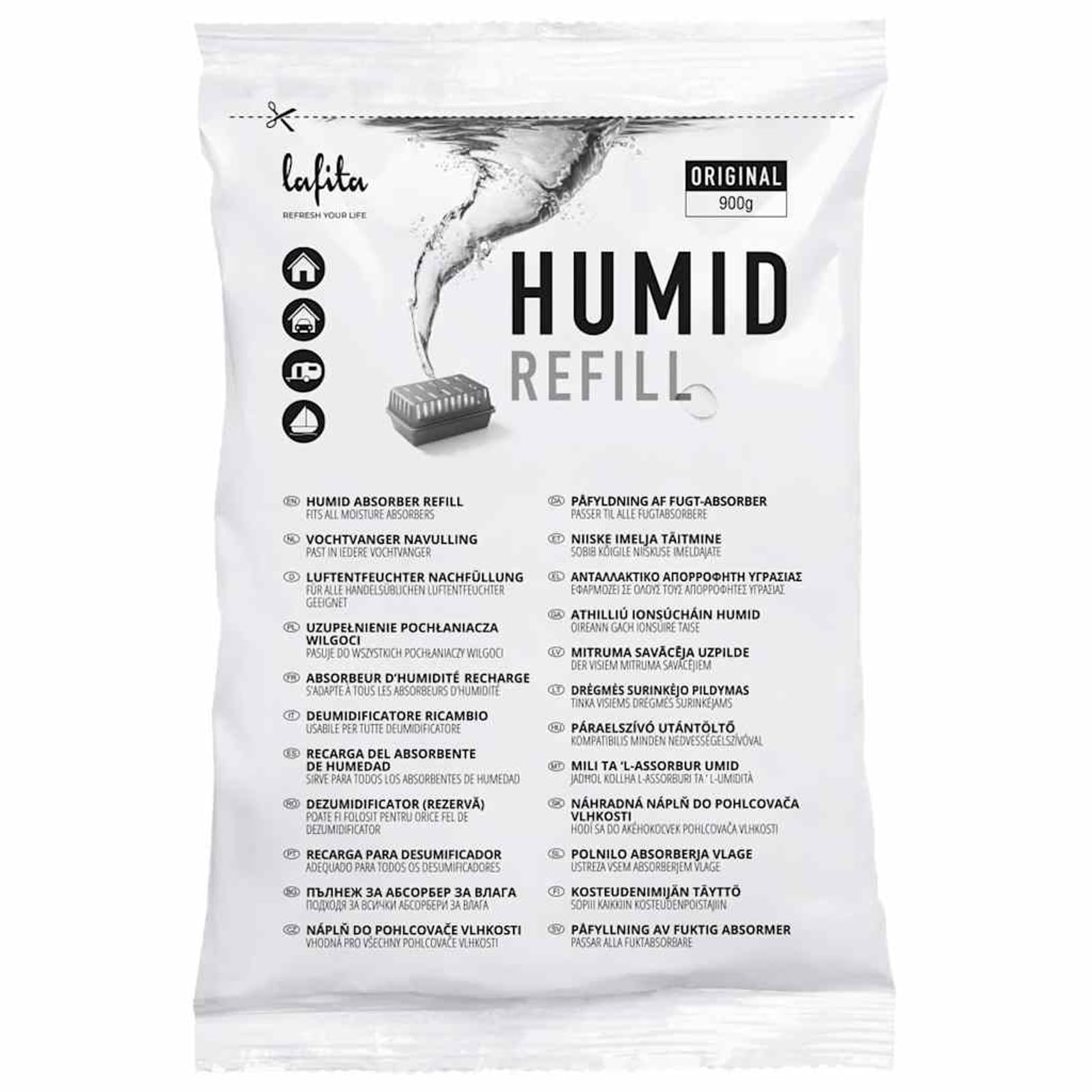 vidaXL Lafita Recharges pour absorbeur d'humidité 18 pcs 900 g, Recharge pour piège à humidité, Sac de Recharge, Recharge pour dissolvant de Condensation