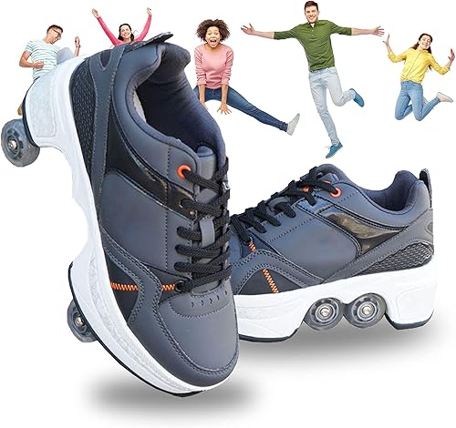 Miniatura 7 de MLyzhe - Zapatos de patinaje convertibles para hombres y mujeres, zapatos de paseo automáticos para niños y adultos, patines con doble fila de