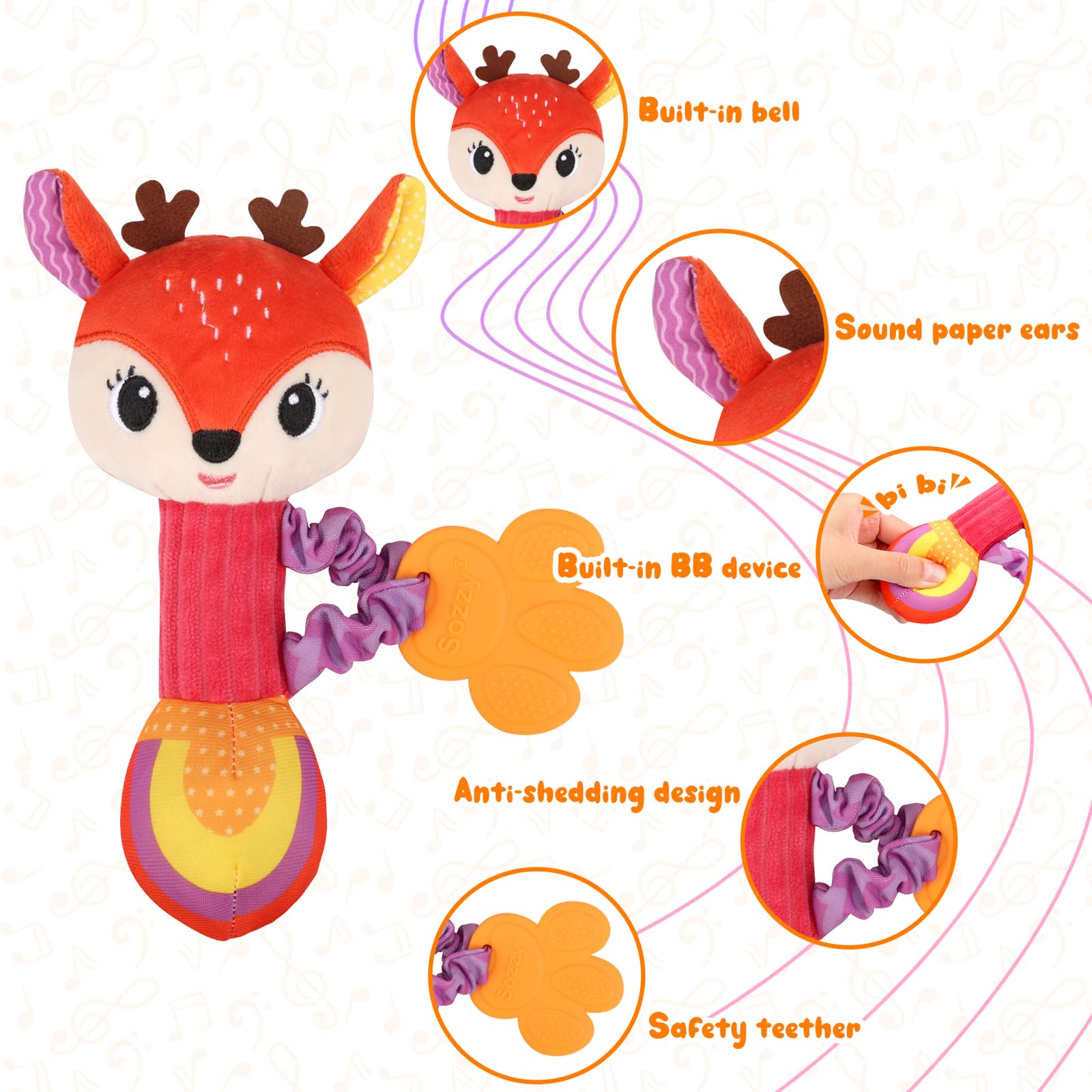 Venditer Baby Rattle Toys, Baby Toys 0-6 Months, Baby Sensory Toys Soft Plush Baby Rattles for 3 6 9 12 Months Newborn Gifts - Image 3