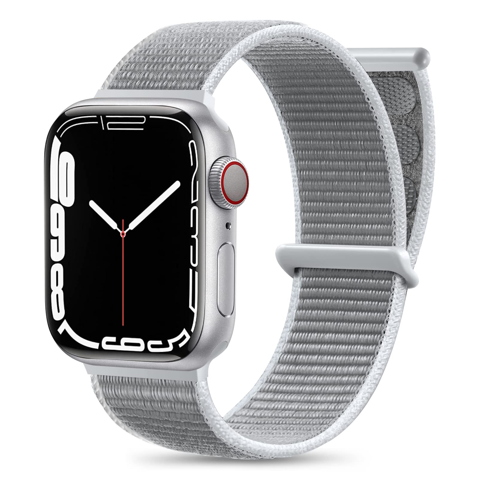 Maledan Cinturino Nylon Compatibile con Apple Watch 42mm 44mm 45mm 49mm 38mm 40mm 41mm, Regolabile Sport per iWatch Series 9 8 7 6 5 4 3 SE, 42mm/44mm/45mm/49mm, Grigio