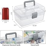 MyGift Clear Gray Multipurpose First Aid, Arts & Craft Supply Case/Storage Container Box w/Removable Tray