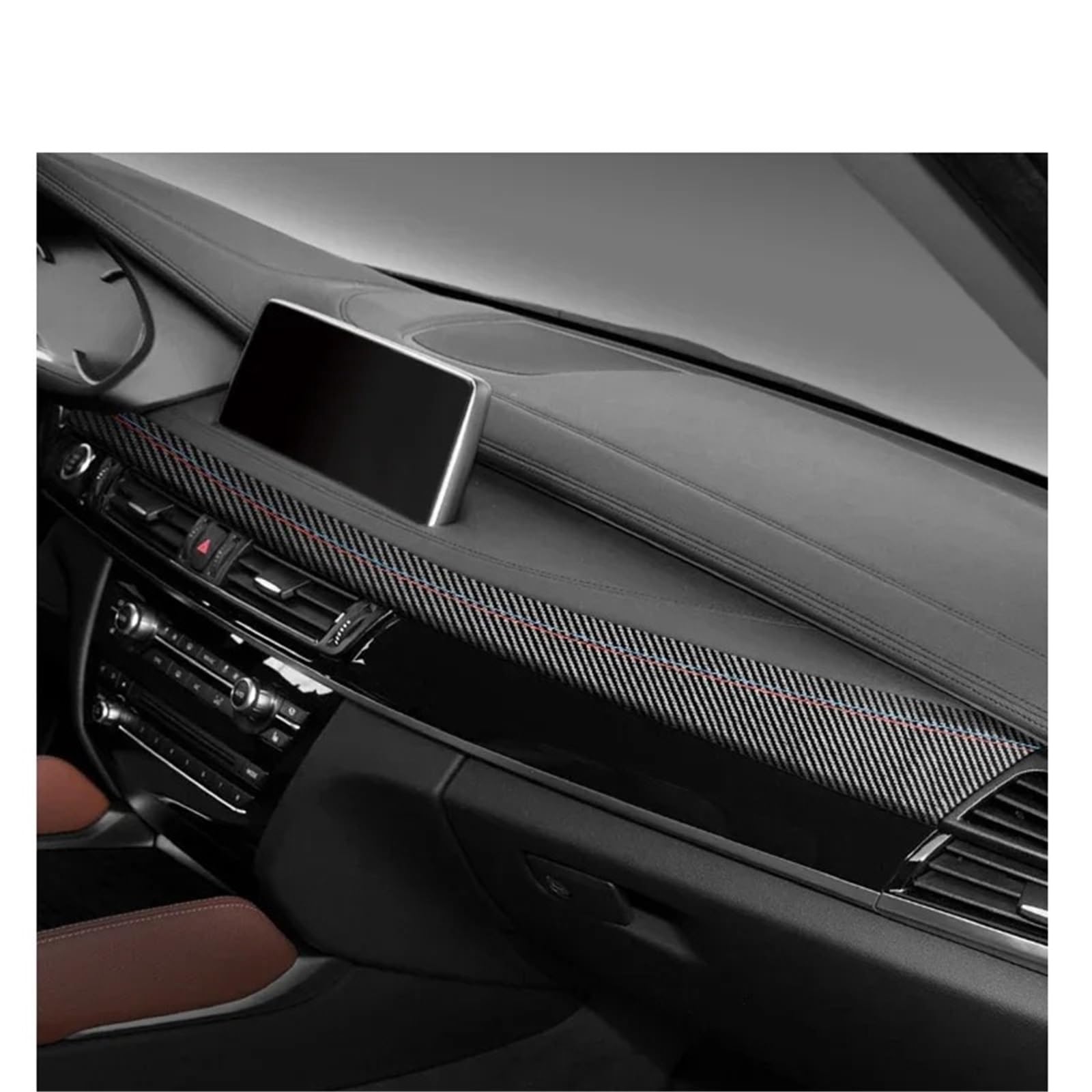Folia na panel‌ Okleina skrzynia biegów‌ Pasuje do BMW X5 F15 X6 F16 Panel deski rozdzielczej Listwy wykończeniowe Naklejki na osiągi instrumentów Wnętrze samochodu(Carbon Leather RHD)