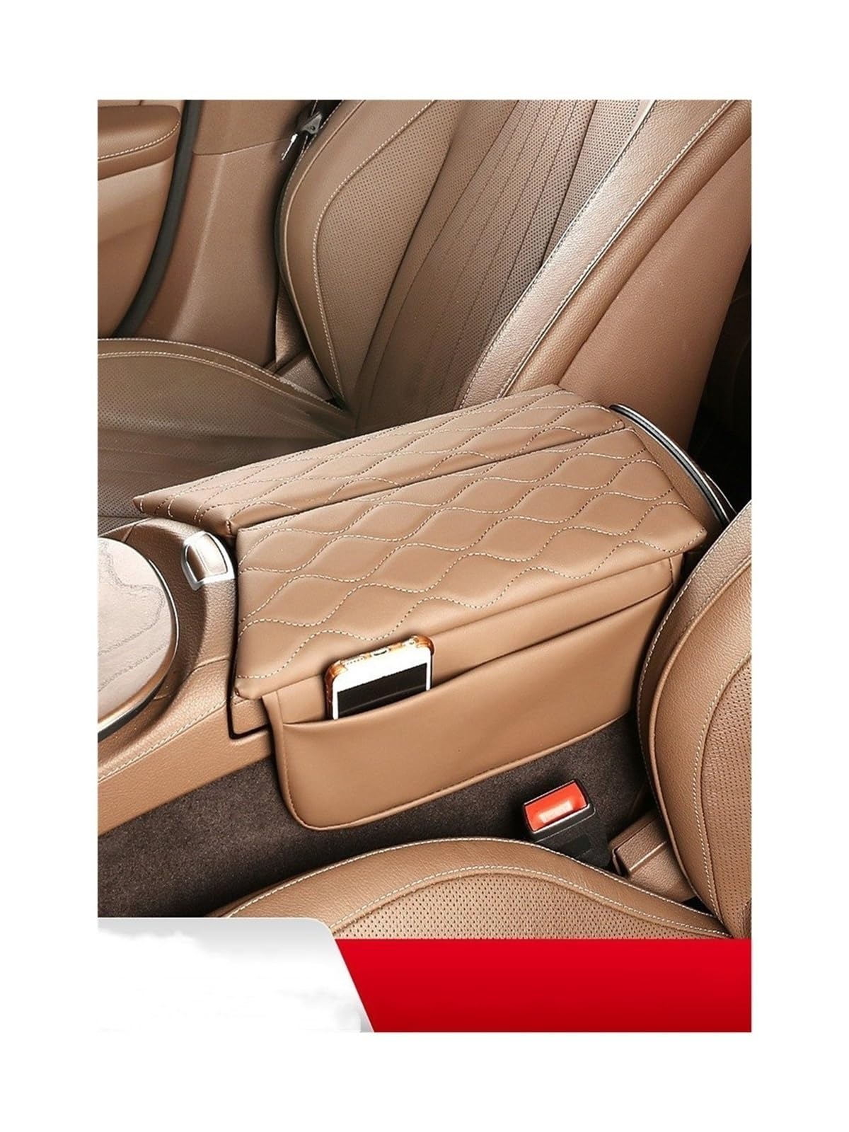 Automatische Armlehnenbox Armlehnenbox-Abdeckung für Autokonsole, kratzfestes Armlehnenkissen aus Leder für Mercedes für Benz E-Klasse 2017-2022 CLS 2018-2022(Chestnut)