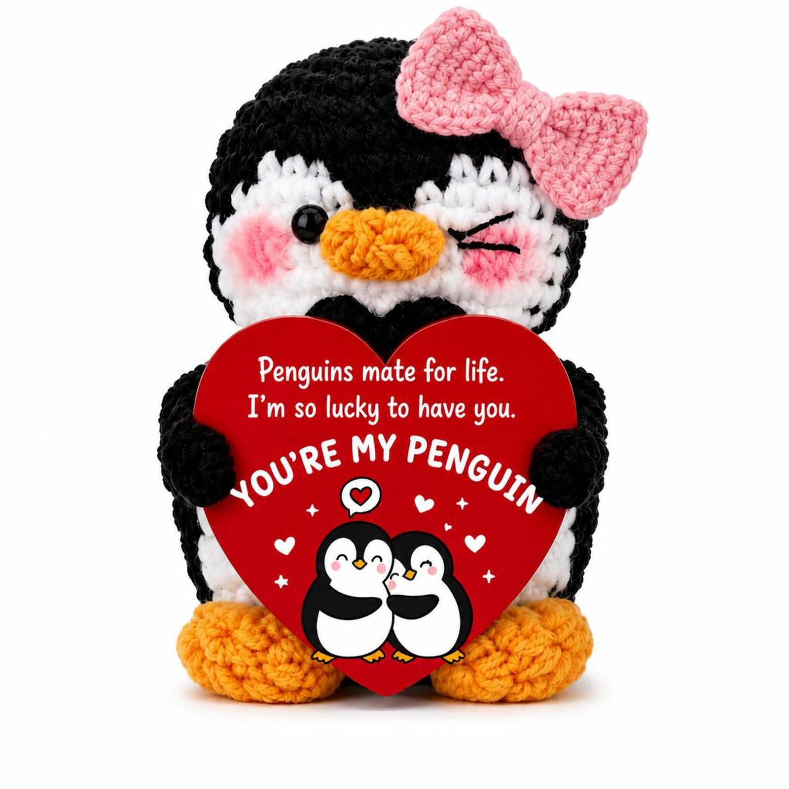 Cute Handmade Crochet Penguin Gift, Romantic Gifts for Him and Her Keepsake