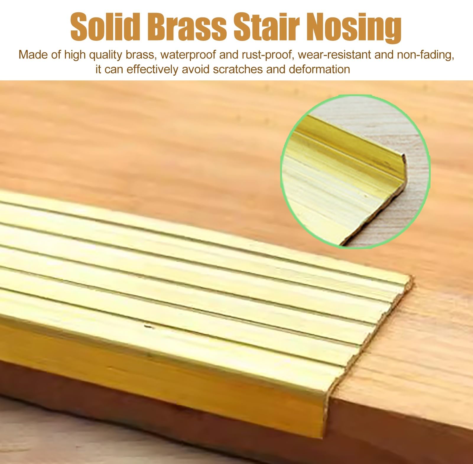 Protezione per bordi scale antiscivolo in ottone massiccio, impermeabile, in metallo, a forma di L, 30 x 11 mm, per gradini sicuri e una maggiore durata