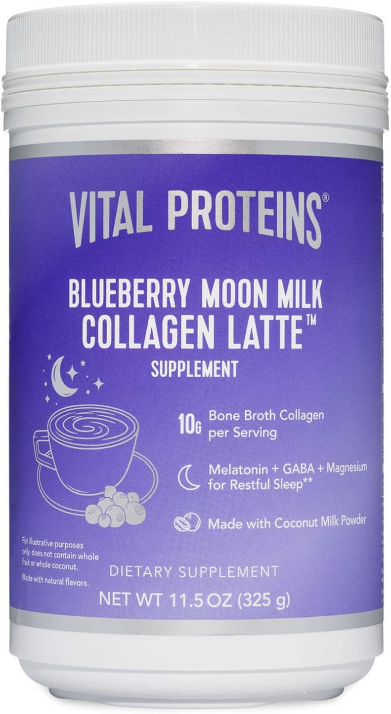 Vital Proteins Blueberry Moon Milk Collagen Latte Supplement, Melatonin, GABA, and Magnesium for Restful Sleep** - 11.5oz