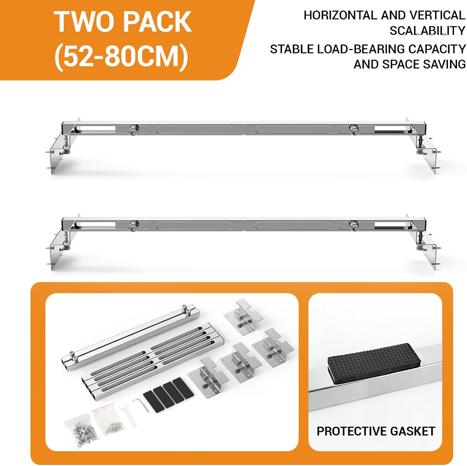 2-Pack Undermount Sink Bracket, Adjustable Undermount Sink Support Kit, Stainless Steel Horizontal Sink Bracket, Support Pole for Kitchen Sink, Telescopic Length 20.1-31.5inch