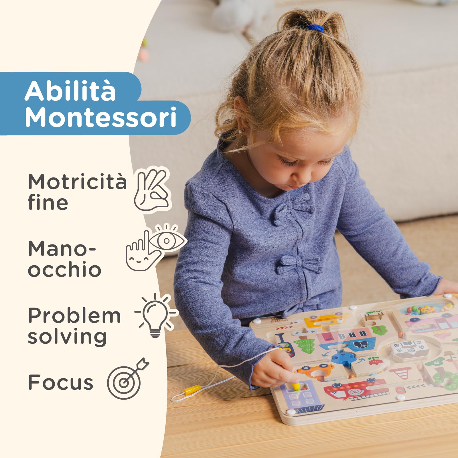 Nene Toys Labirinto Magnetico per Bambini 2+ Anni – Gioco Magnetico – Gioco da Viaggio Auto/Aereo 2 3 Anni – Busy Board Montessori – Motricità Fine & Coordinazione Mano-Occhio – Senza Schermo