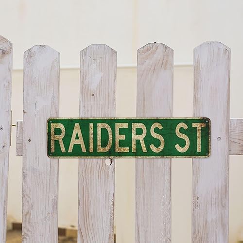 Miniatura 7 de Señal de carretera Raiders St Retro - Letrero de metal de 4 x 16 pulgadas, decoración de pared de aluminio para cueva de hombre, tablero de