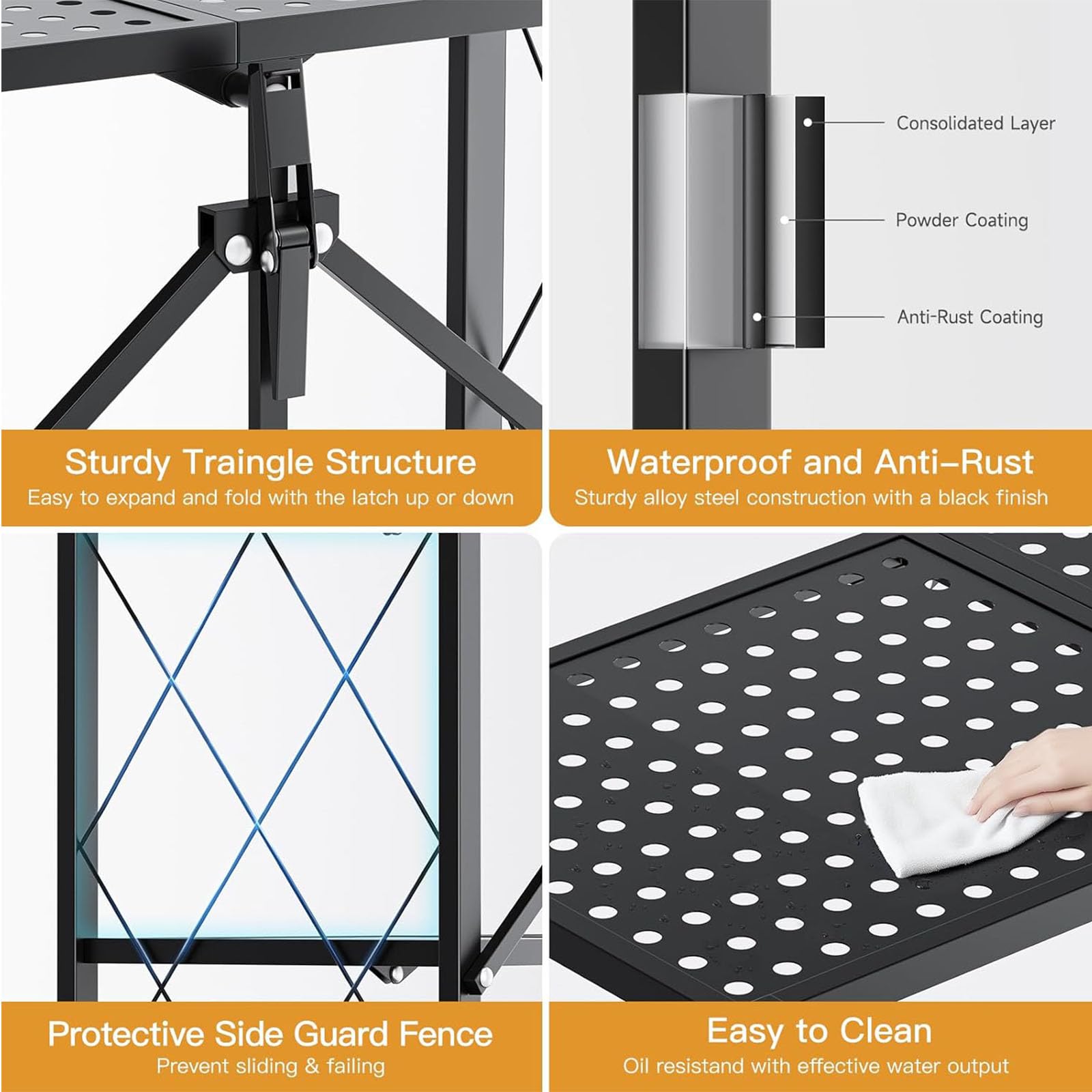 5-Niveaux Étagère de Stockage Pliable en Métal avec Roues, 28,15" W x 15,55" D x 62,60" H, Capacité de Chargement de 950 lbs, Etagère de L'assemblage sans Service(Blanc, 5-Niveaux)