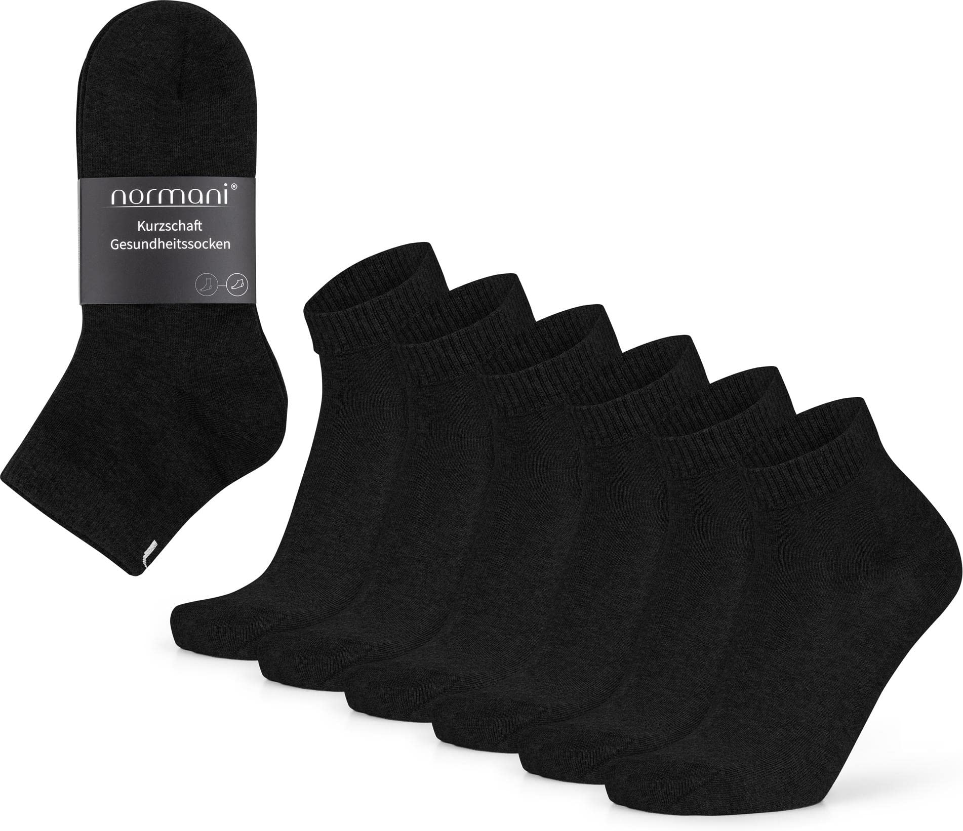normani 6 Paar Kurzschaft-Socken Laufsocken Sportsocken für Damen und Herren aus pflegeleichter Baumwoll-Mischung mit Elasthan