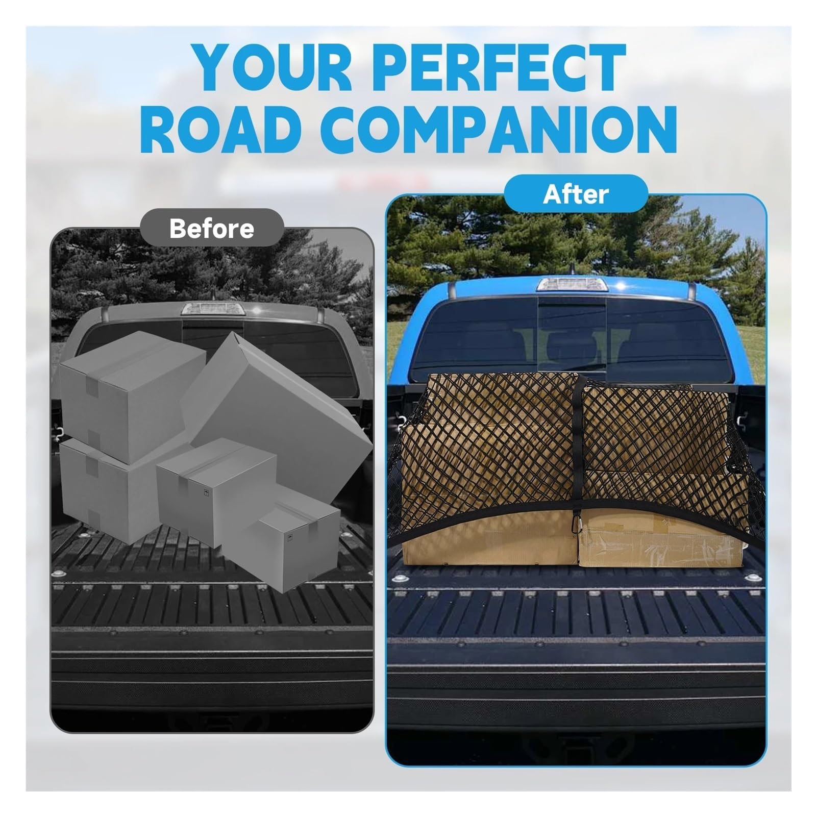 Copertura per Bagagliaio Rete Bagagliaio Camioncino Rete Elastica Bagagliaio Un'auto Con 6 Moschettoni 120 Cm X 120 Cm Rete Fissaggio Per Tetto Automatico Rete Fissaggio Cargo Cover(Double Layer)