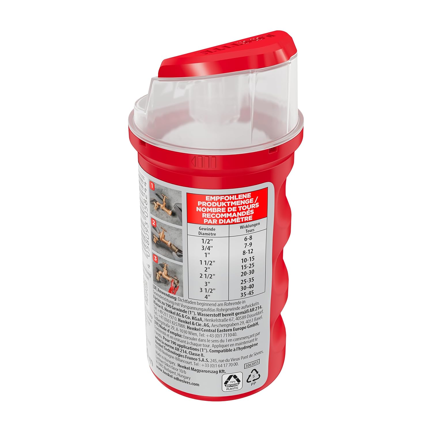 LOCTITE 55, Sealing Thread for Quick Seal, Threaded Gasket for Pipe Threads and Fittings, for Metal and Plastic Threads, 1 x 160 m