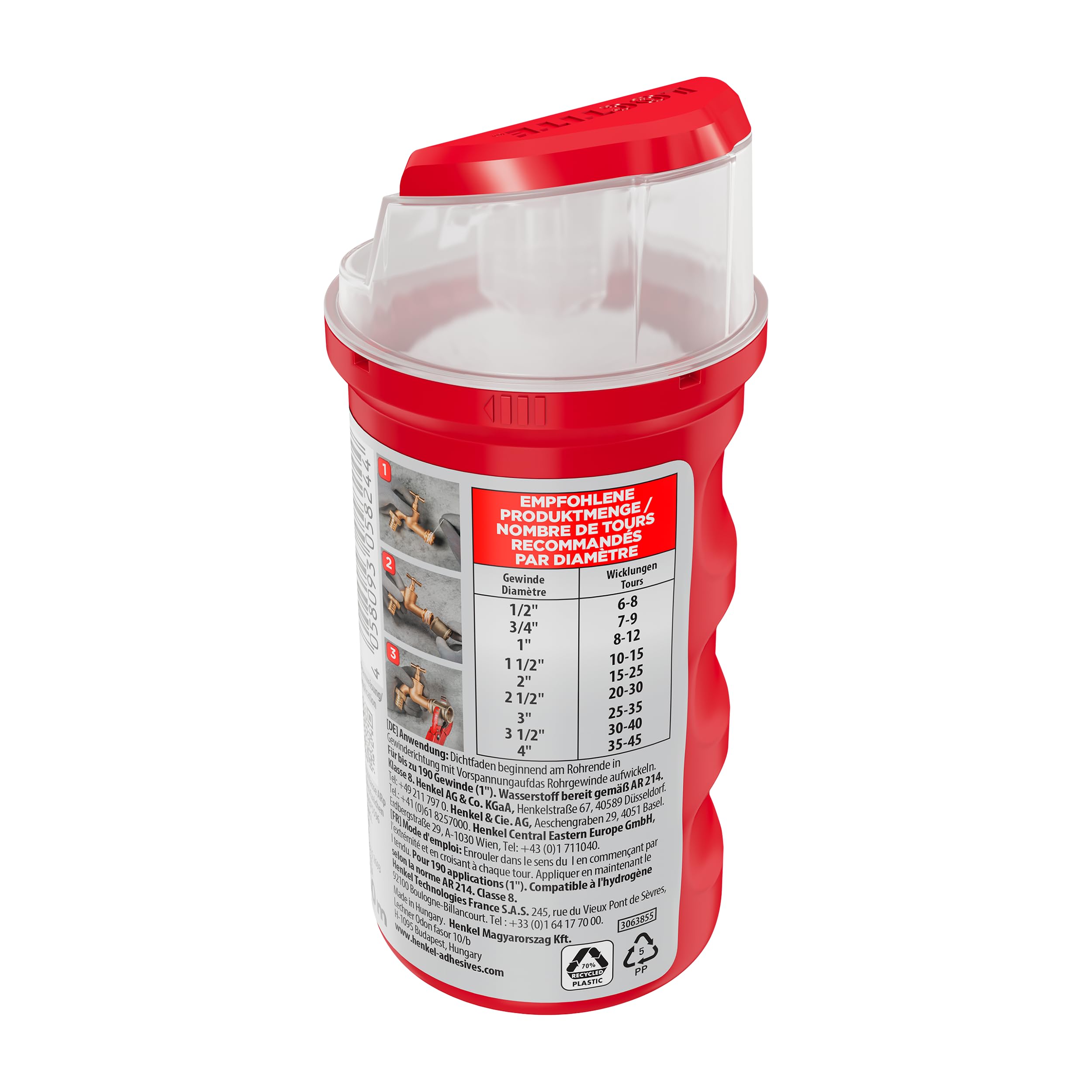 LOCTITE 55, filo di tenuta per una rapida tenuta, guarnizione filettata per filettature e connettori, per filettatura in metallo e plastica, 1 x 160 m