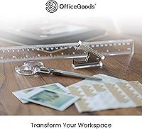 Vista 7 de OfficeGoods Juego de escritorio de acrílico de 3 piezas, incluye regla, removedor de grapas, tijeras, accesorios de escritorio funcionales