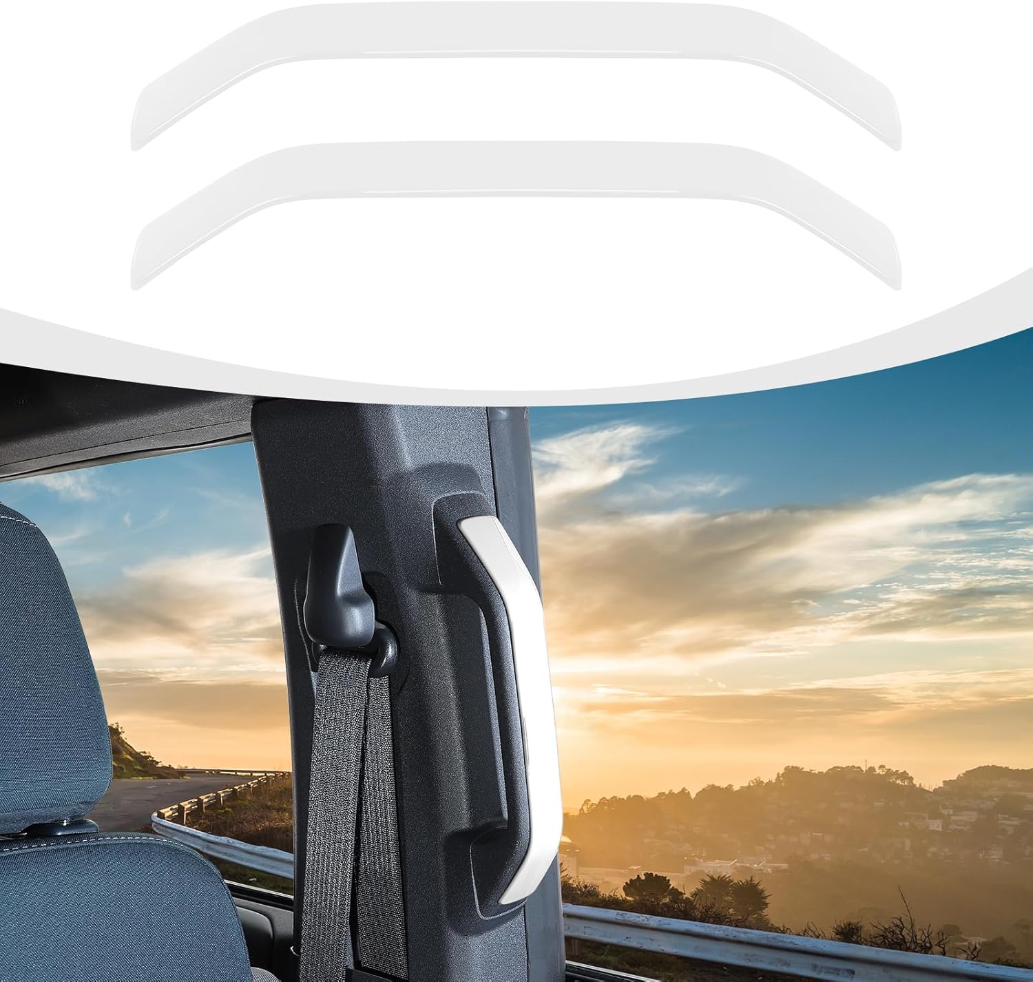 RAZPOY B-Pillar Handle Grab Panel Trim Cover Compatible with 2021-2023 Ford Bronco Interior Accessories 4-Door, White