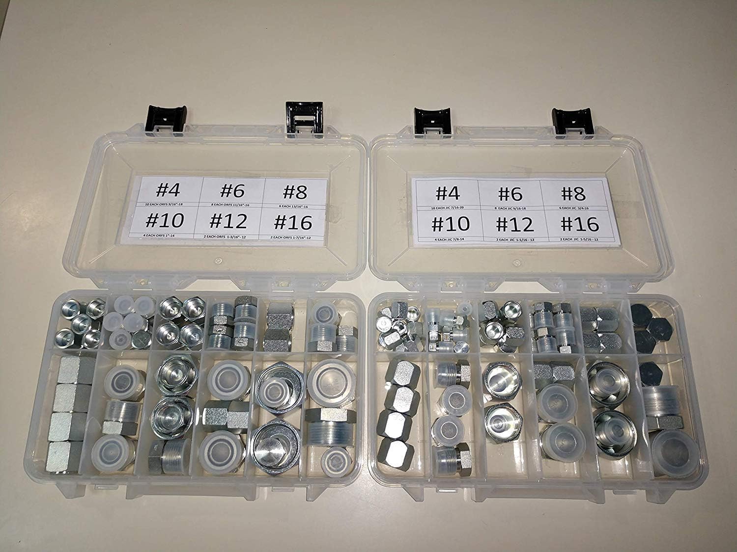 RAMCO HYDRAULICS 64 Pcs Lot JIC Hydraulic Adapter AN Kit + 64 Pcs Lot ORFS O-RING ORS Plug & Cap Flat Face Hydraulic Fitting Seal Kit VALUE PACK For High Pressure Fuel Delivery Fluid Power Application