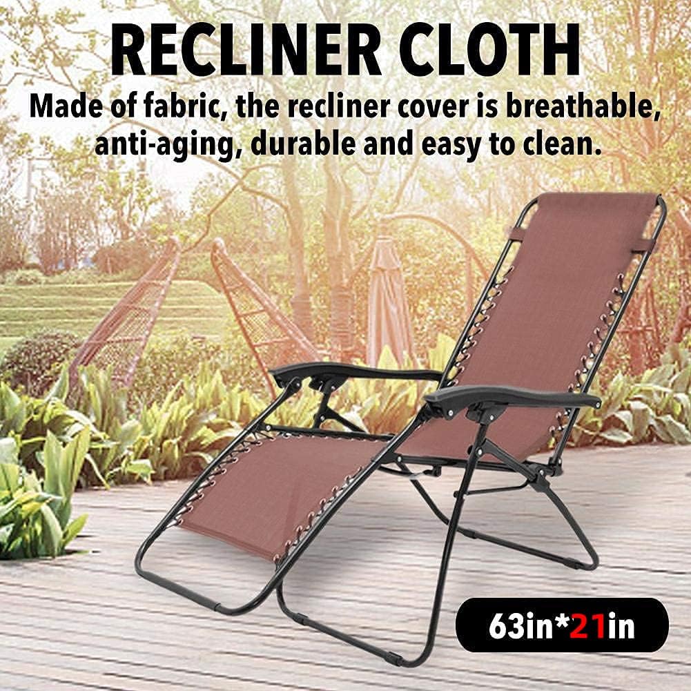 Zero Gravity Chair Replacement Fabric, Anti Gravity Lounge Chair Cloth with 4 PCS Replacement Lace Cords Gravity Chair Accessories Bungee Elastic Patio Recliner Chair (Upgrated Brown- 21")…