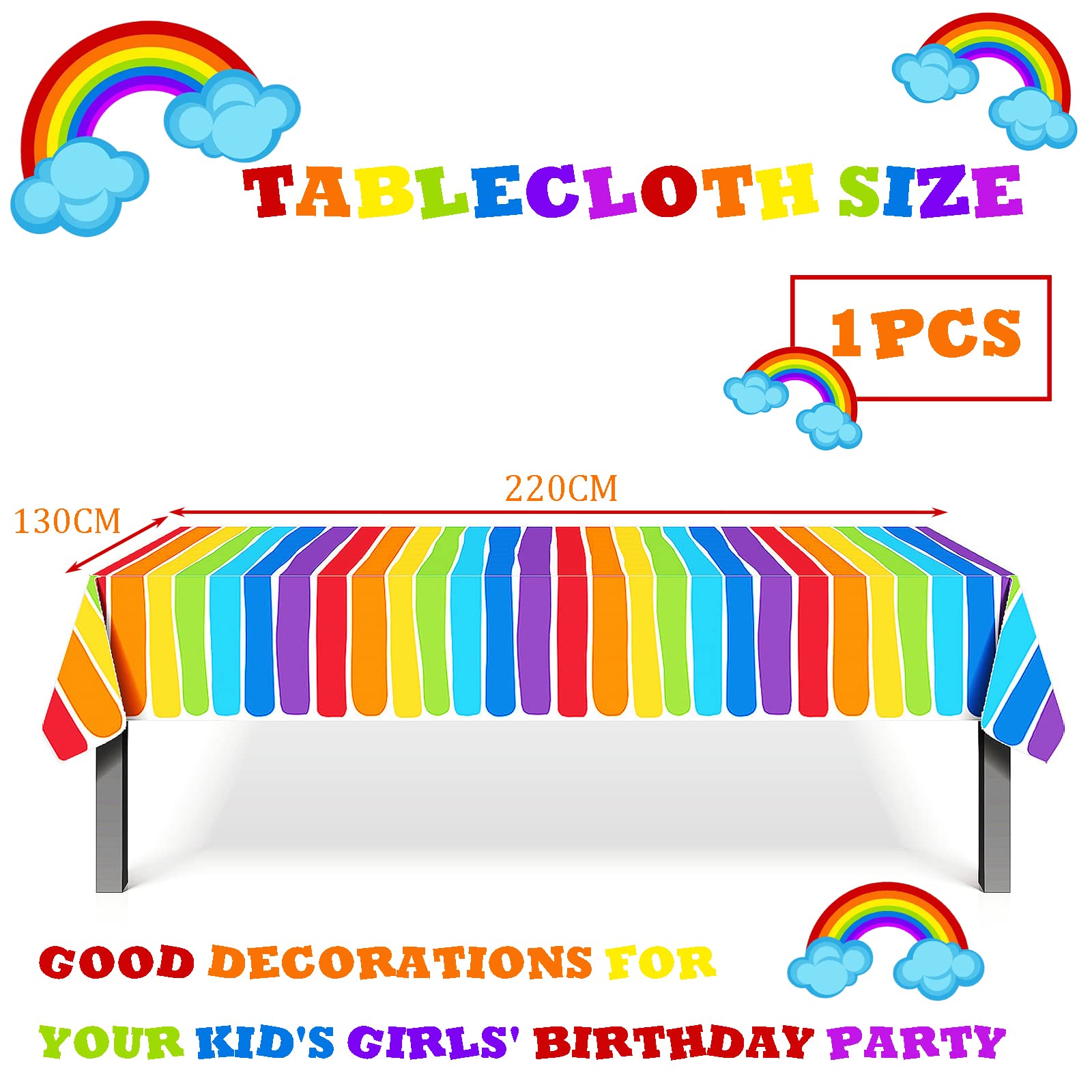 Decoration Anniversaire Pastel Nappe Jetable Arc-en-ciel 180x120cm - Écologique Et Festive Deco Anniversaire Arc En Ciel