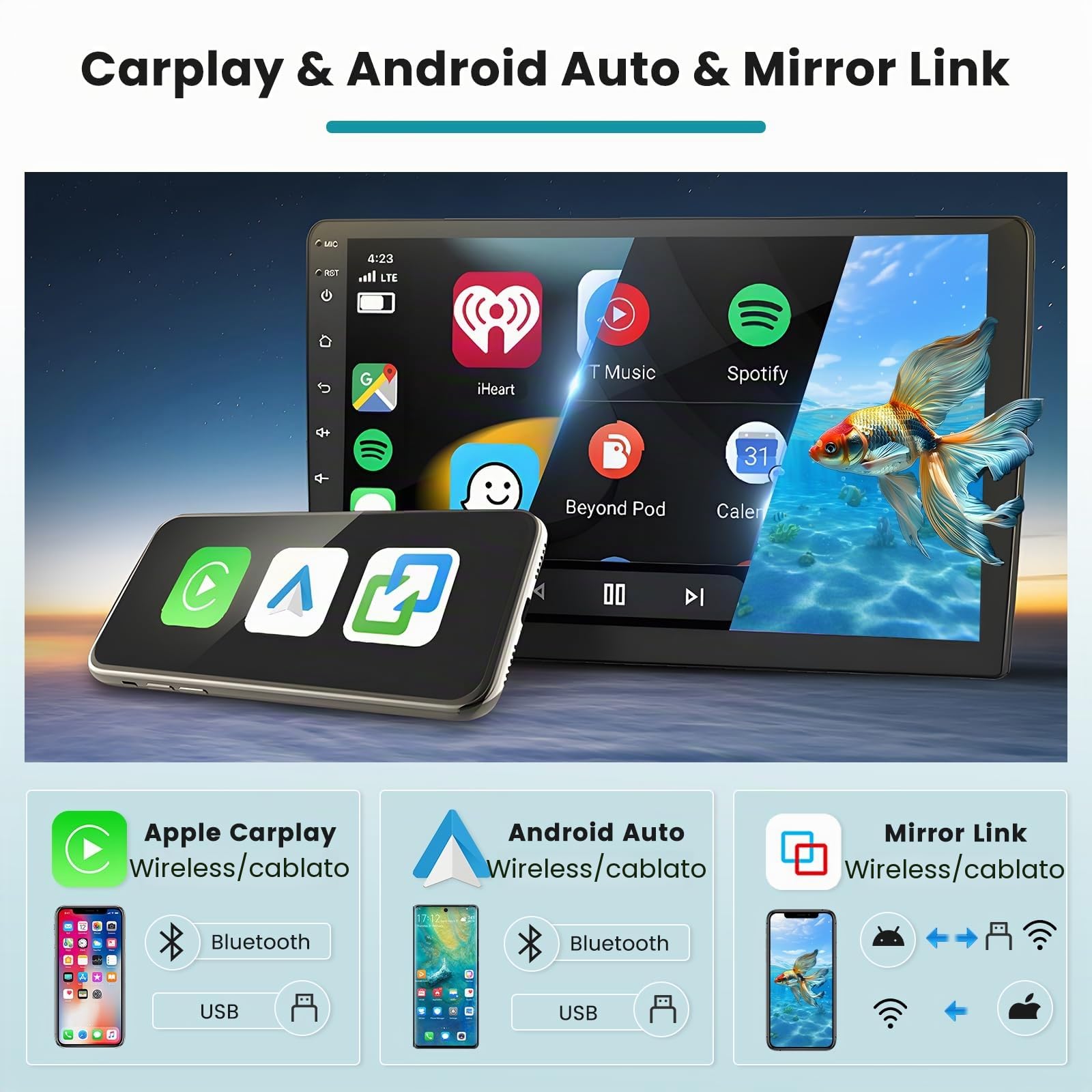 Roinvou 2+64G Schermo Radio per Suzuki Swift 2003-2010 con Wireless Carplay Android Auto, Android Autoradio 10 Pollici Stereo Auto con WIFI GPS Bluetooth EQ FM/RDS SWC Telecamera Posteriore