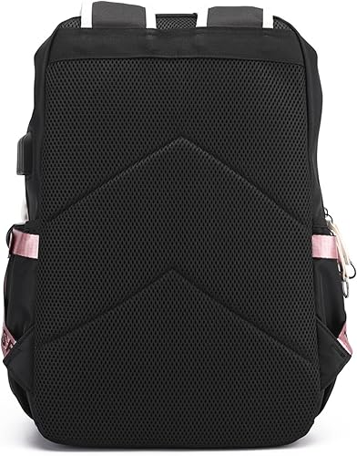 Miniatura 4 de UMocan Bolsa de libros con puerto de cargador USB, bolsa casual para computadora portátil, mochila de viaje con gráficos de anime, Rosa3, Moderno