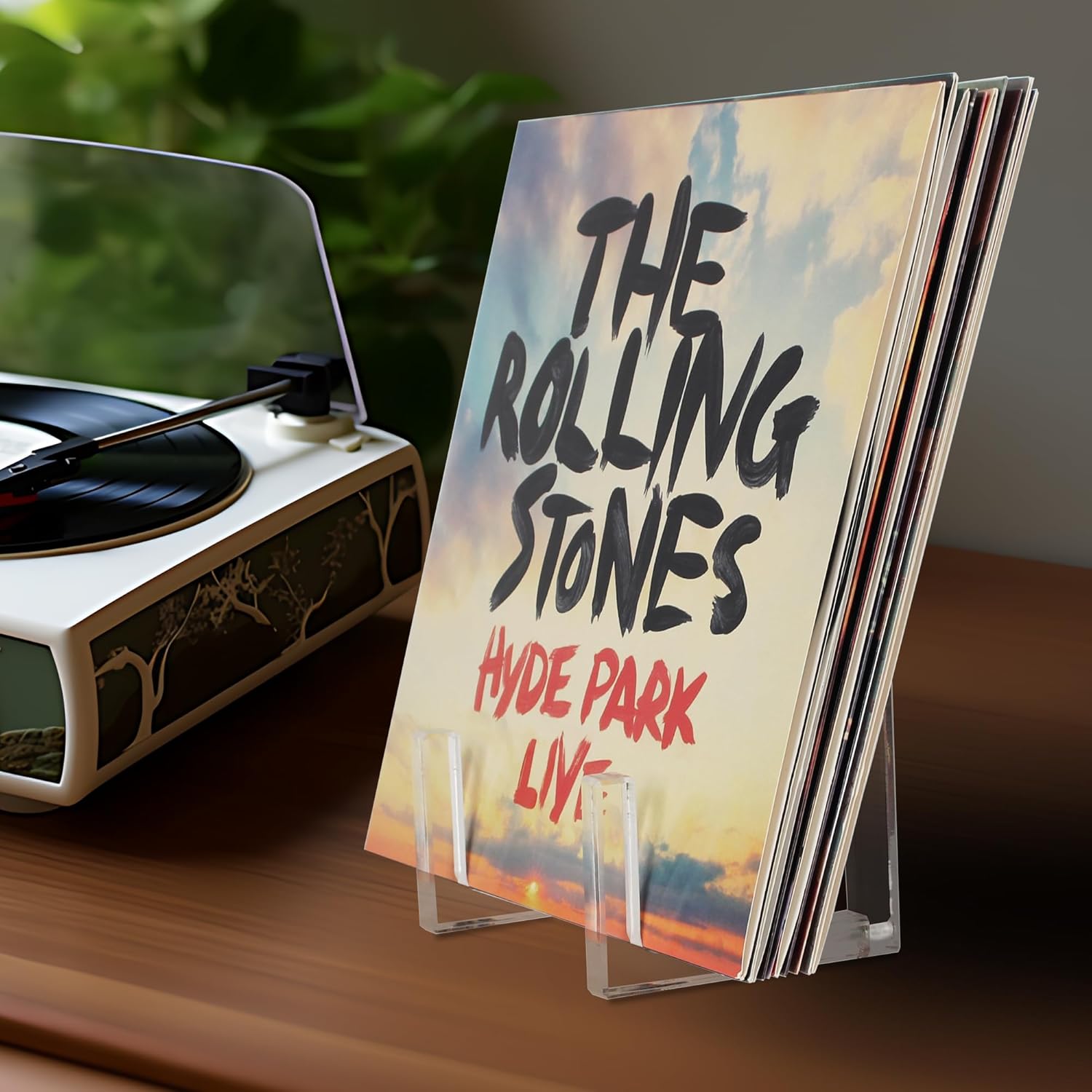 Vinyl Record Storage - Clear Acrylic Record Holder and Book Organizer. Stylishly showcase your vinyl collection and keep books and folders neatly organized (small)