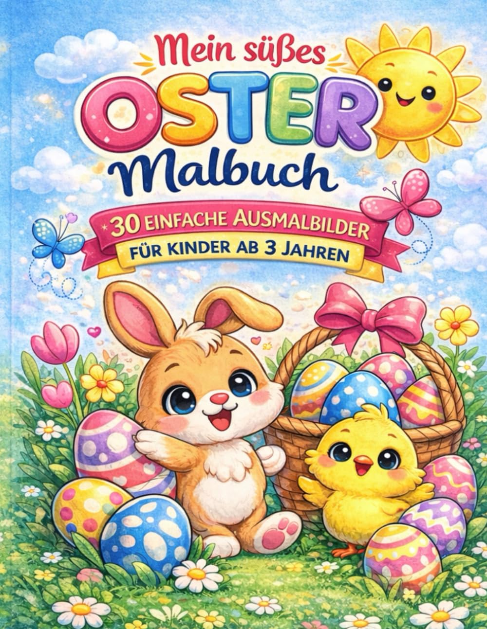 Mein süßes Oster-Malbuch: 30 einfache Ausmalbilder für Kinder ab 3 Jahren (Mein Ausmal- Vorlesebuch: Interaktives Vorlese- und Ausmalbuch für Kinder ab 3 Jahren)