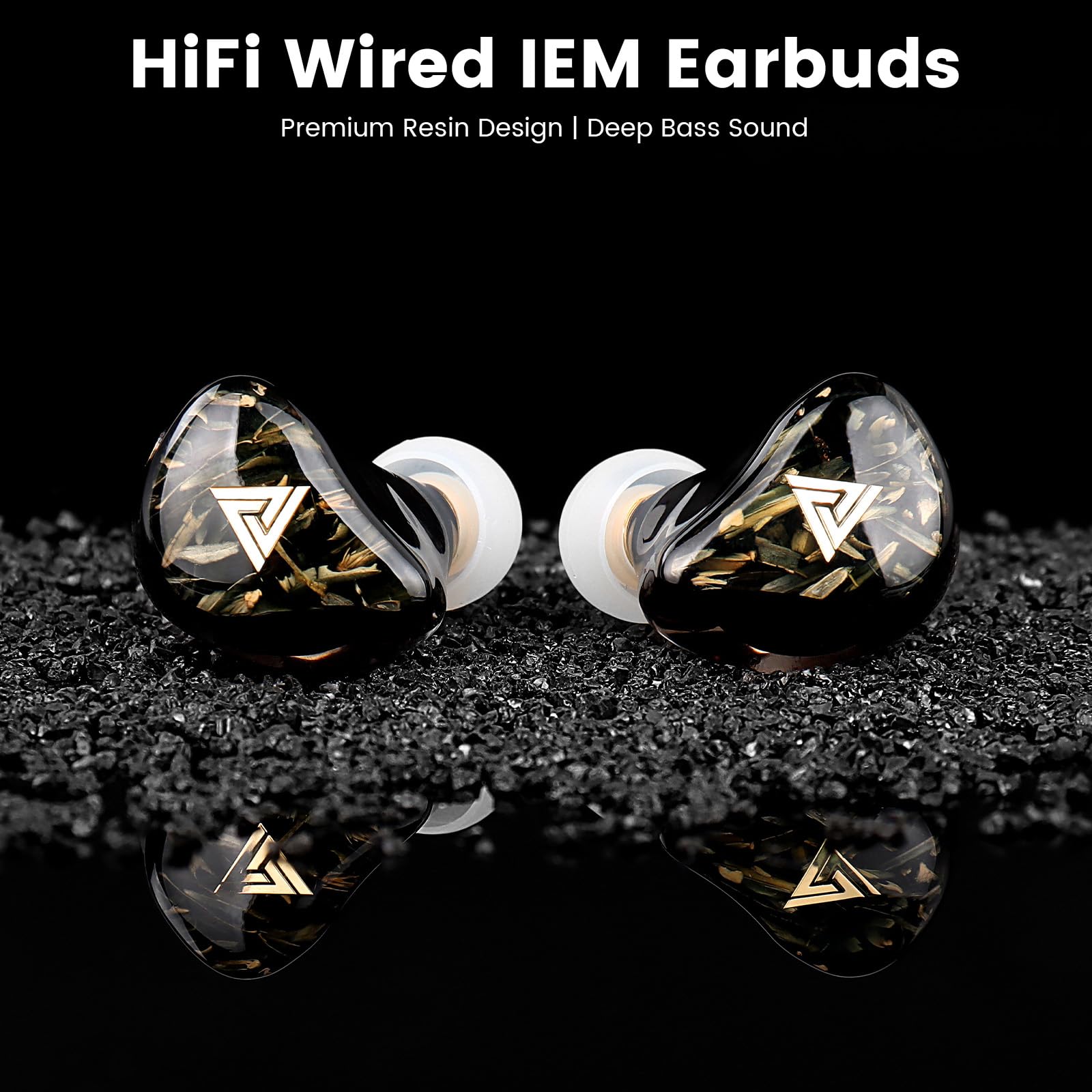 Kaiser Przewodowe słuchawki douszne, monitor douszny, HiFi Stereo IEM, podwójny sterownik, izolacja szumów, gniazdo 3,5 mm, do gier, muzyki, laptopa, muzyków (czarne, z mikrofonem)