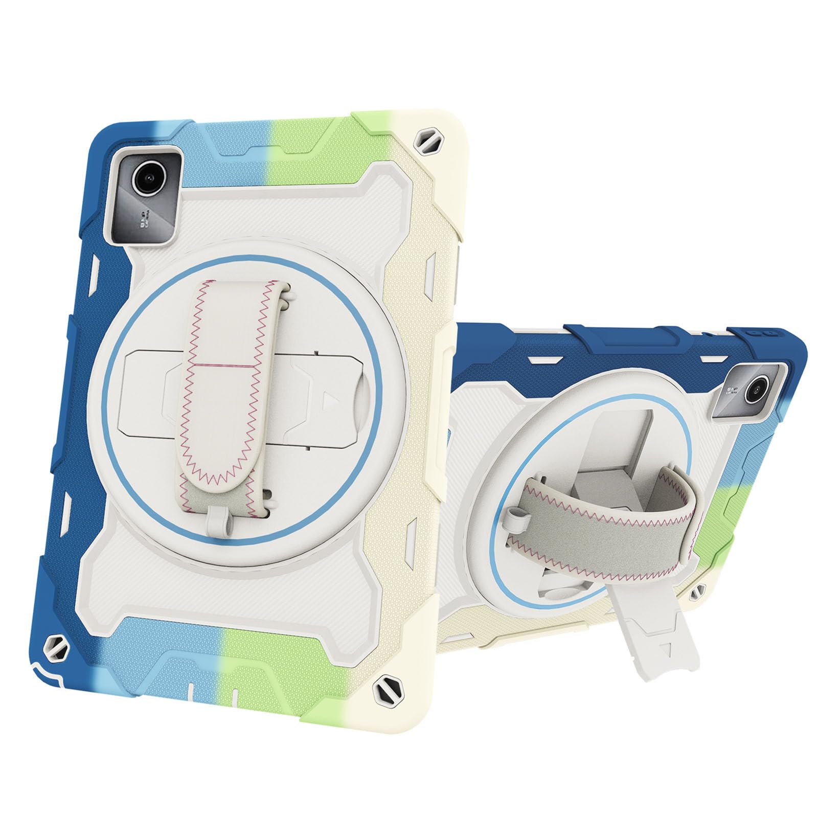 Custodia per tablet per Lenovo Tab M11 11" 2024, custodia per bambini in silicone resistente antiurto con portapenne, tracolla, supporto pieghevole girevole, cinturino da polso
